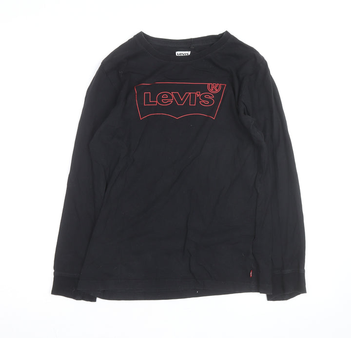 Levi's Men's Black Long Sleeve Cotton Graphic Logo Top L