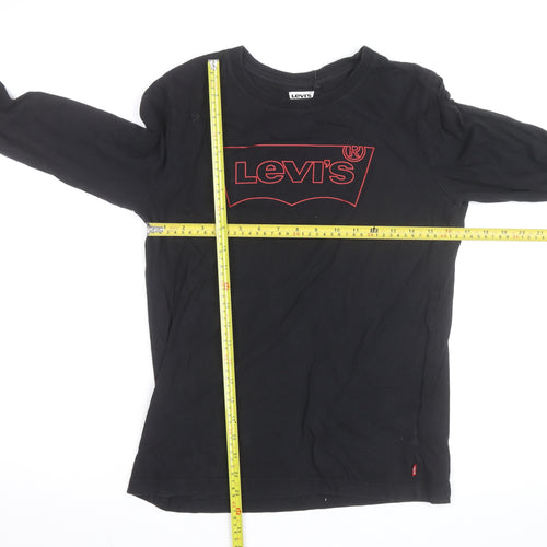 Levi's Men's Black Long Sleeve Cotton Graphic Logo Top L