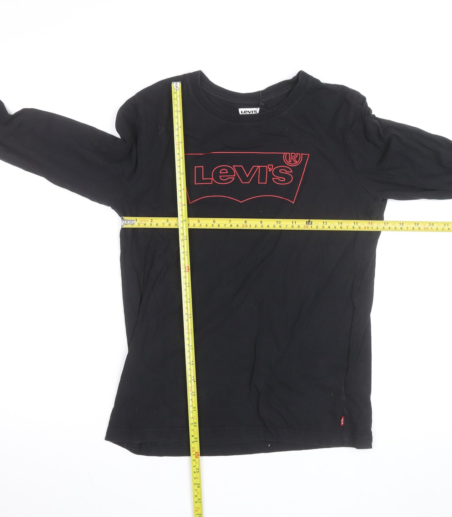 Levi's Men's Black Long Sleeve Cotton Graphic Logo Top L
