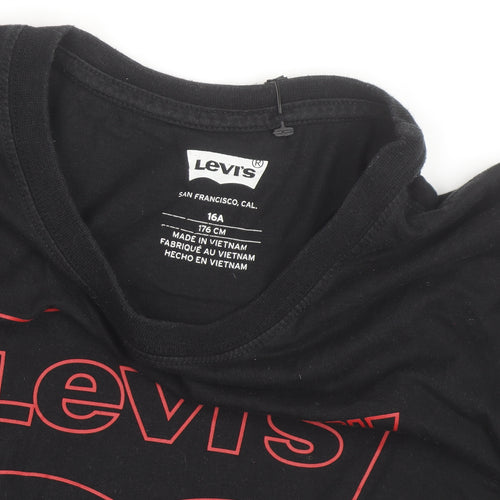 Levi's Men's Black Long Sleeve Cotton Graphic Logo Top L