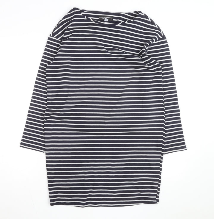 Dorothy Perkins Women’s Blue White Striped 3/4 Sleeve Cotton Top UK 8