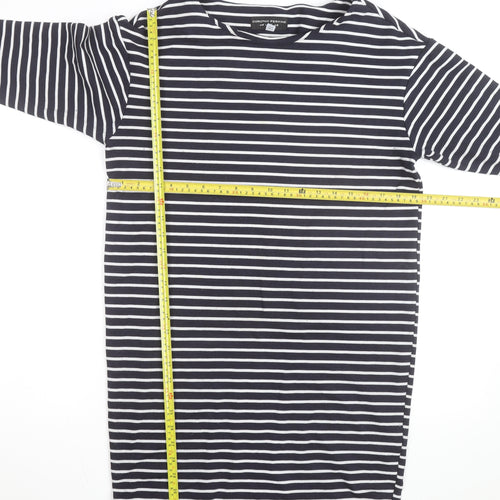 Dorothy Perkins Women’s Blue White Striped 3/4 Sleeve Cotton Top UK 8