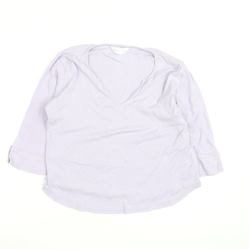 Dorothy Perkins Women Purple Cotton V-Neck 3/4 Sleeve Tunic Blouse M