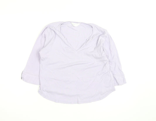 Dorothy Perkins Women Purple Cotton V-Neck 3/4 Sleeve Tunic Blouse M