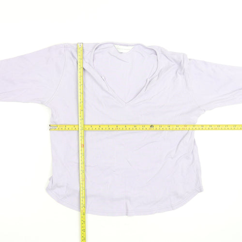 Dorothy Perkins Women Purple Cotton V-Neck 3/4 Sleeve Tunic Blouse M