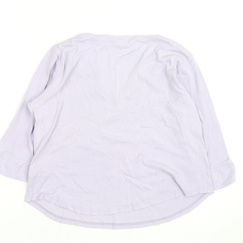 Dorothy Perkins Women Purple Cotton V-Neck 3/4 Sleeve Tunic Blouse M