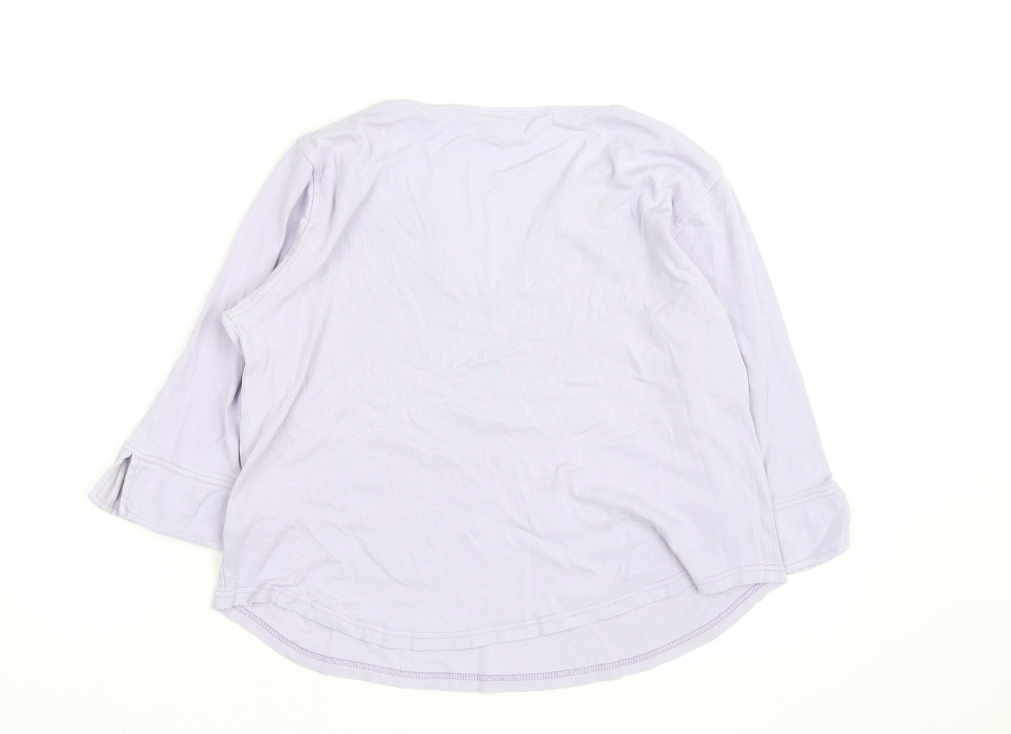 Dorothy Perkins Women Purple Cotton V-Neck 3/4 Sleeve Tunic Blouse M