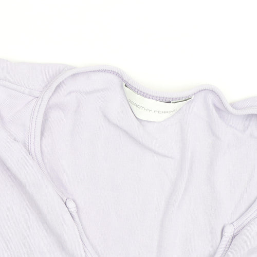 Dorothy Perkins Women Purple Cotton V-Neck 3/4 Sleeve Tunic Blouse M