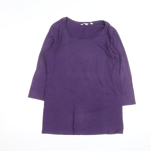 Uniqlo Women's Purple 3/4 Sleeve Basic Cotton T-Shirt Size L