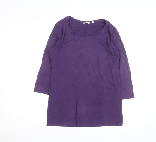 Uniqlo Women's Purple 3/4 Sleeve Basic Cotton T-Shirt Size L