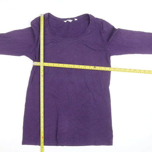 Uniqlo Women's Purple 3/4 Sleeve Basic Cotton T-Shirt Size L
