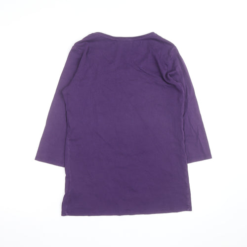 Uniqlo Women's Purple 3/4 Sleeve Basic Cotton T-Shirt Size L