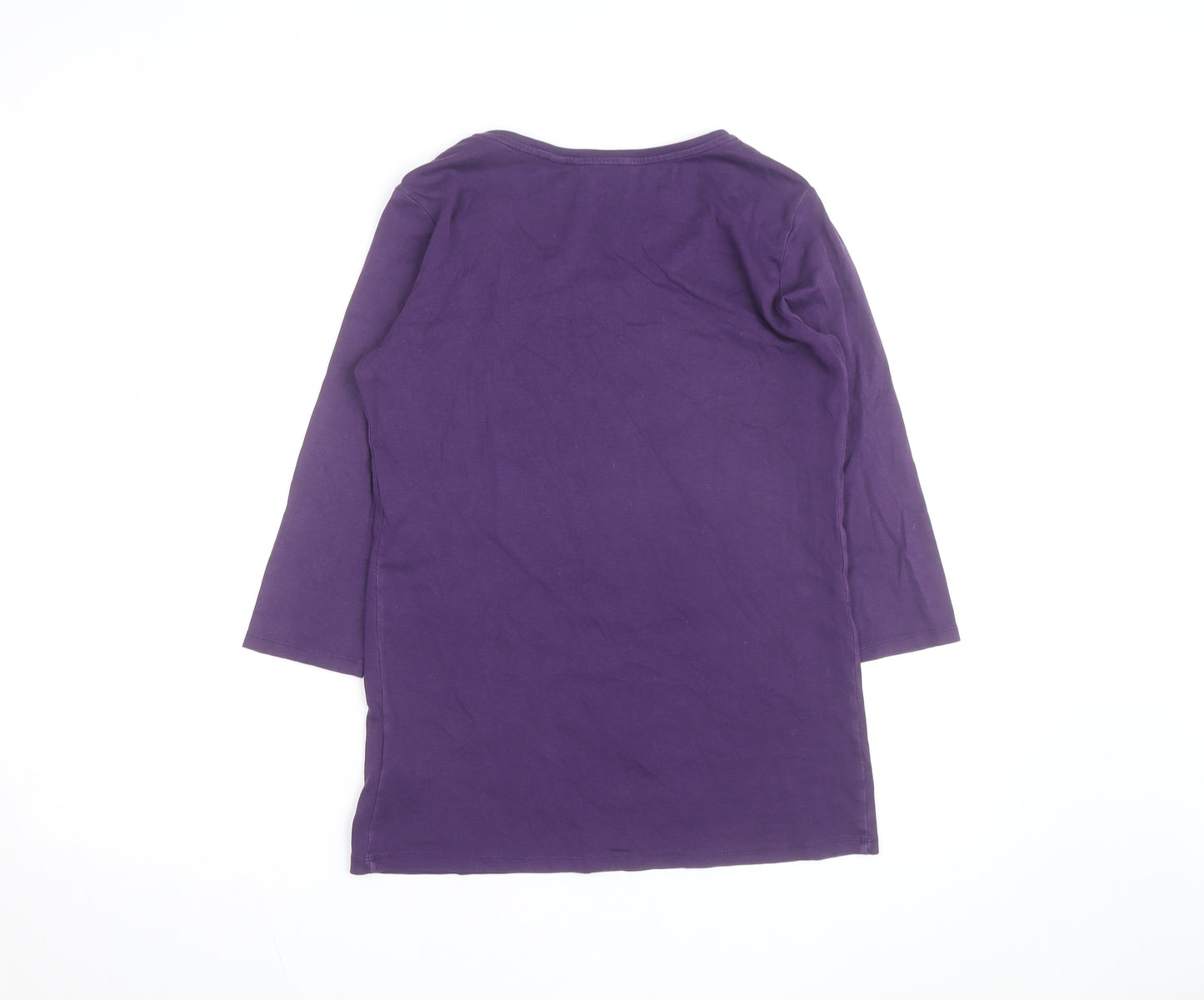 Uniqlo Women's Purple 3/4 Sleeve Basic Cotton T-Shirt Size L