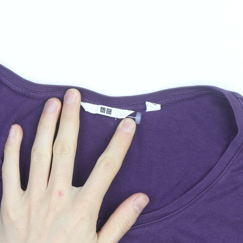 Uniqlo Women's Purple 3/4 Sleeve Basic Cotton T-Shirt Size L