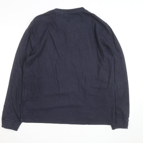 FatFace Men's Blue Cotton Henley Long Sleeve Casual Shirt Size L