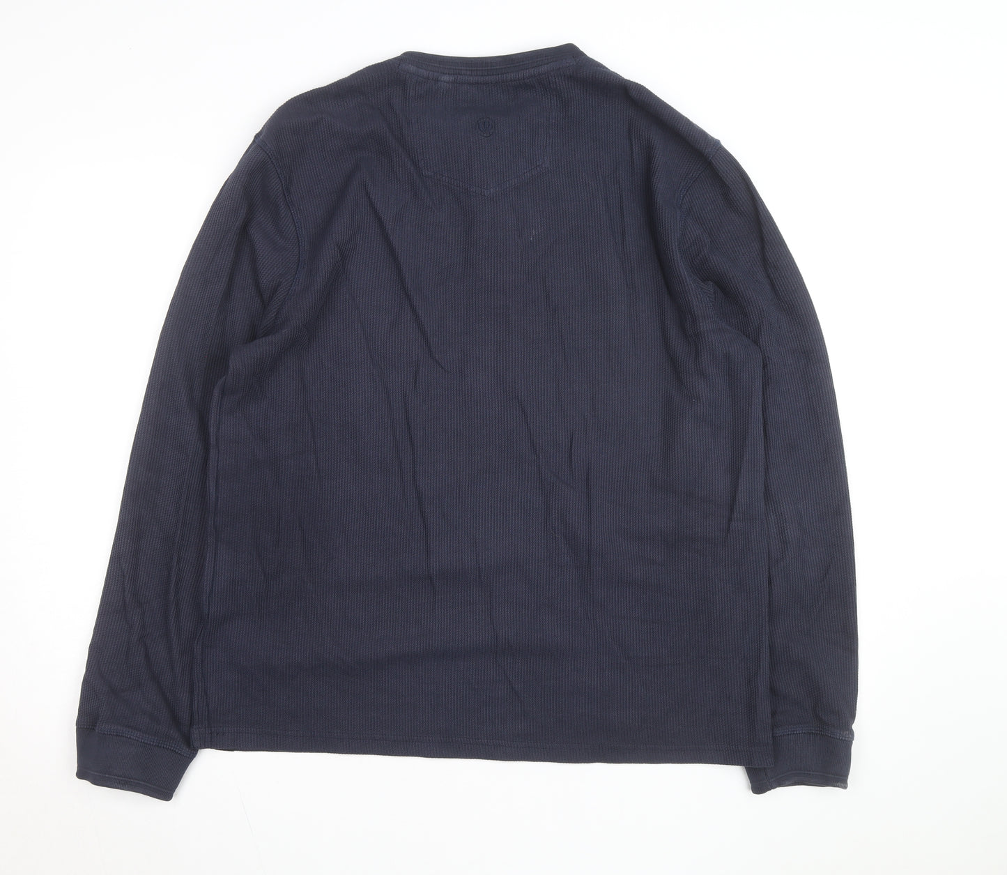 FatFace Men's Blue Cotton Henley Long Sleeve Casual Shirt Size L