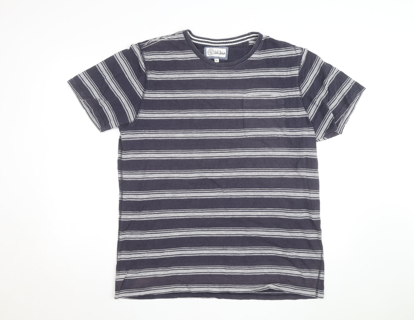 Fat Face Men's Blue Striped Cotton Crew Neck T-Shirt XL