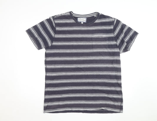 Fat Face Men's Blue Striped Cotton Crew Neck T-Shirt XL