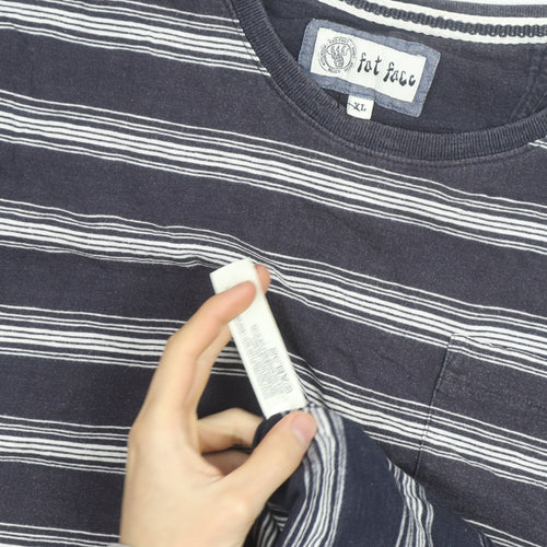 Fat Face Men's Blue Striped Cotton Crew Neck T-Shirt XL