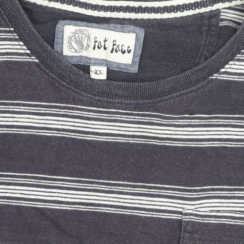 Fat Face Men's Blue Striped Cotton Crew Neck T-Shirt XL