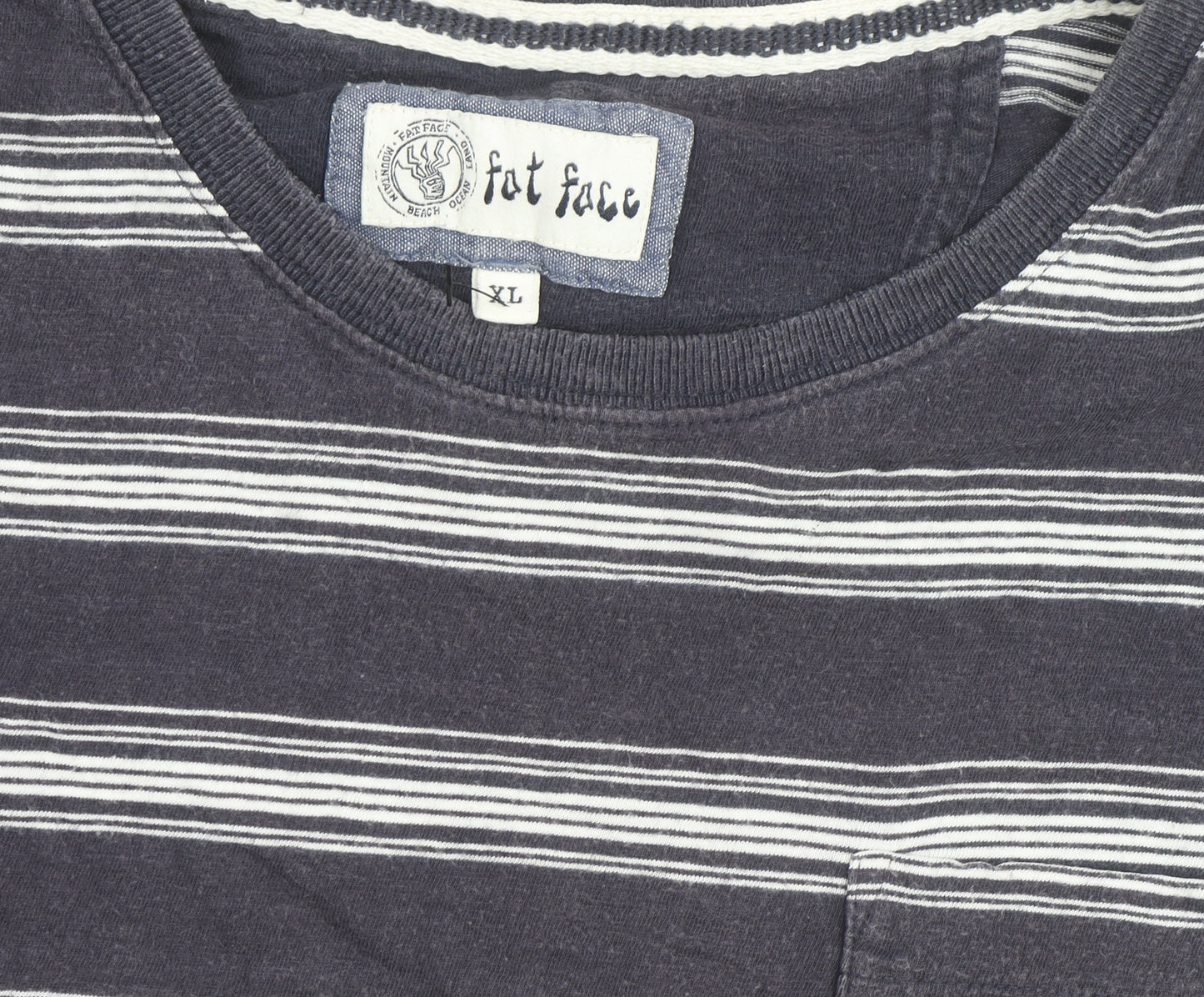 Fat Face Men's Blue Striped Cotton Crew Neck T-Shirt XL
