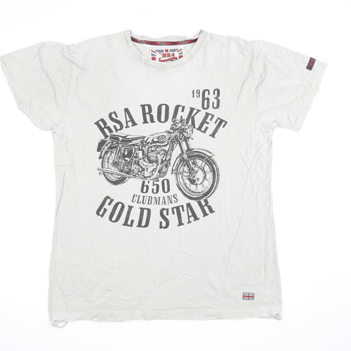 BSA Men's White XL Graphic Motorcycle T-Shirt Retro Style