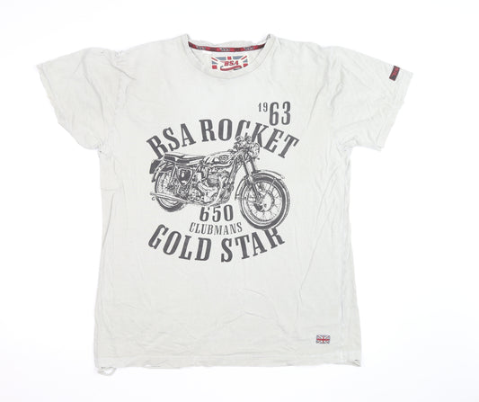 BSA Men's White XL Graphic Motorcycle T-Shirt Retro Style
