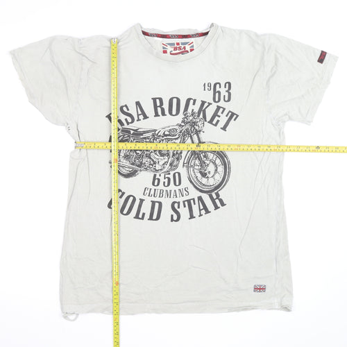 BSA Men's White XL Graphic Motorcycle T-Shirt Retro Style