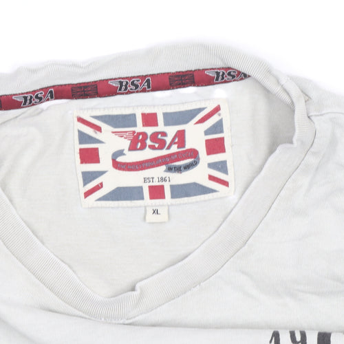 BSA Men's White XL Graphic Motorcycle T-Shirt Retro Style