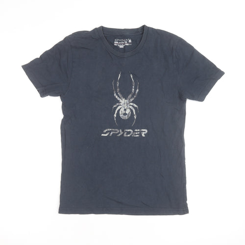 Spyder Boys Black Graphic Spider Logo Short Sleeve Cotton T-Shirt 14-16 Years