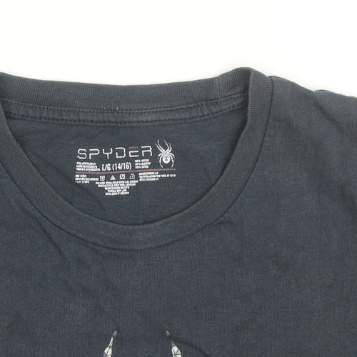 Spyder Boys Black Graphic Spider Logo Short Sleeve Cotton T-Shirt 14-16 Years