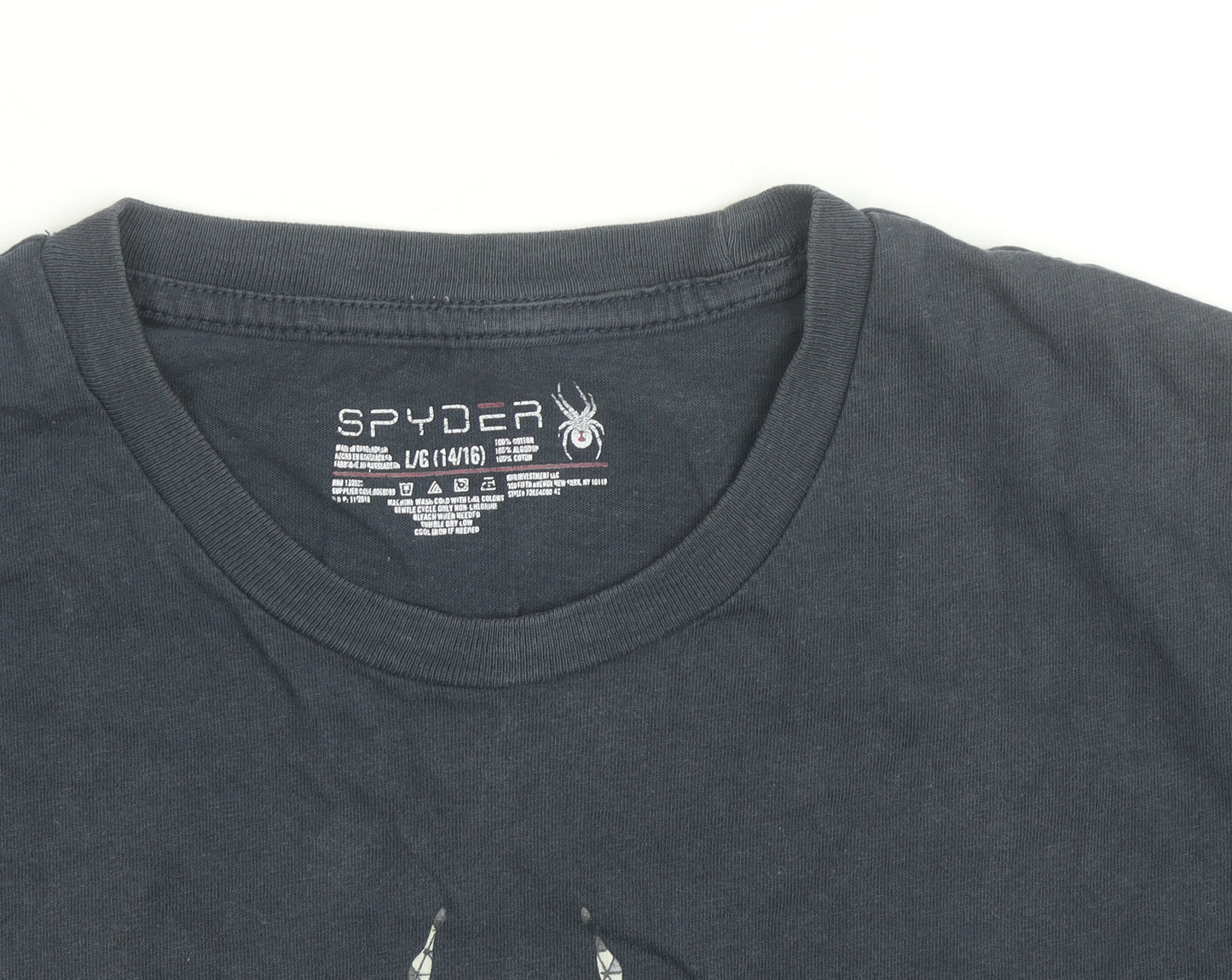 Spyder Boys Black Graphic Spider Logo Short Sleeve Cotton T-Shirt 14-16 Years