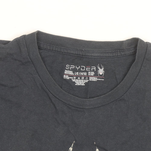 Spyder Boys Black Graphic Spider Logo Short Sleeve Cotton T-Shirt 14-16 Years