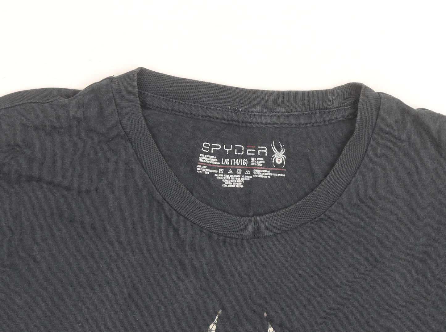 Spyder Boys Black Graphic Spider Logo Short Sleeve Cotton T-Shirt 14-16 Years