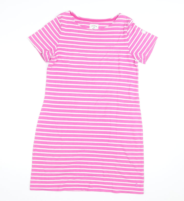 Joules Women’s Pink Striped Cotton T-Shirt Dress Size 14