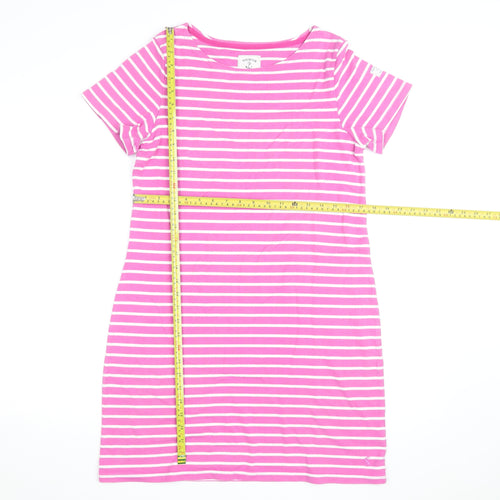 Joules Women’s Pink Striped Cotton T-Shirt Dress Size 14
