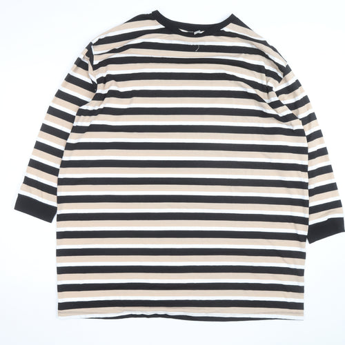 ASOS Women’s Beige Striped 3/4 Sleeve Basic T-Shirt Size 10