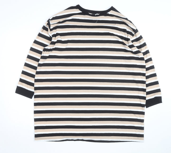 ASOS Women’s Beige Striped 3/4 Sleeve Basic T-Shirt Size 10