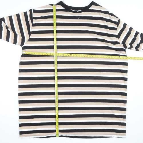 ASOS Women’s Beige Striped 3/4 Sleeve Basic T-Shirt Size 10