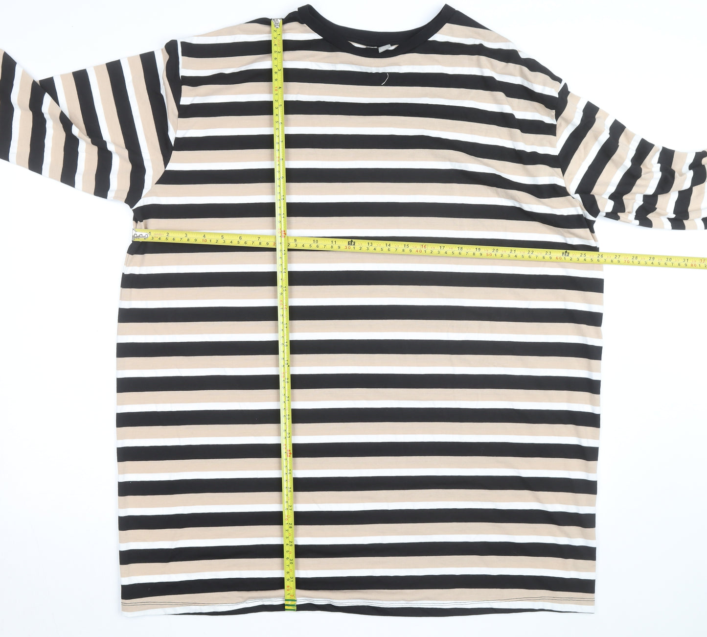 ASOS Women’s Beige Striped 3/4 Sleeve Basic T-Shirt Size 10