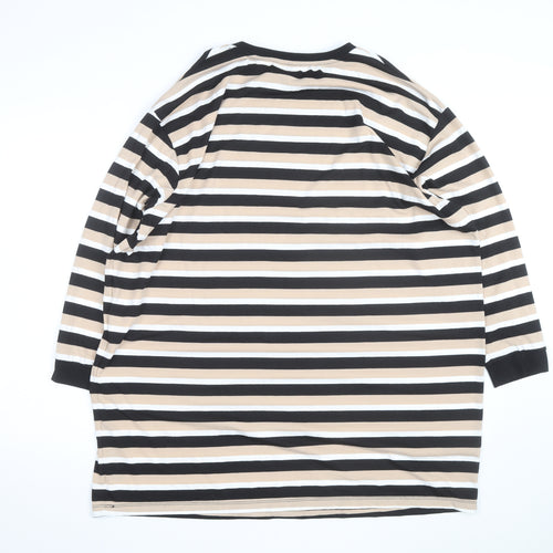 ASOS Women’s Beige Striped 3/4 Sleeve Basic T-Shirt Size 10