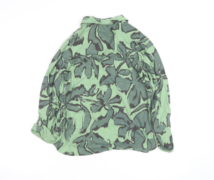 White Stuff Women Green Floral Button-Up Shirt UK 12