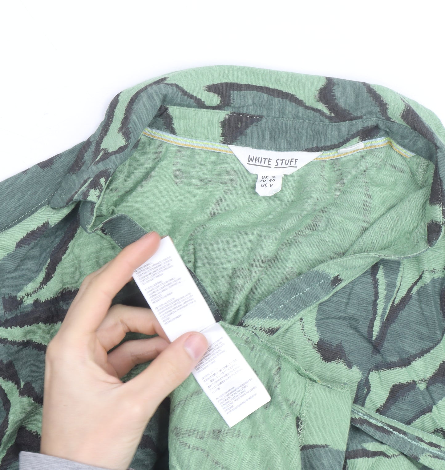 White Stuff Women Green Floral Button-Up Shirt UK 12