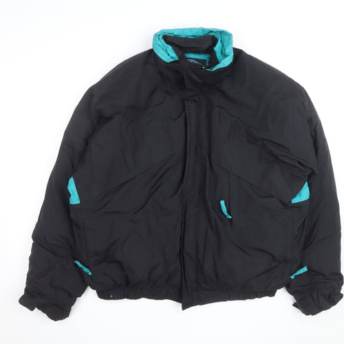 Herman's Men Black L 90s Retro Puffer Jacket Nylon Winter Coat