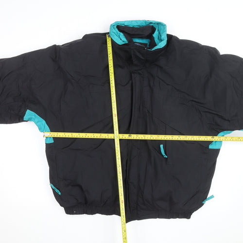 Herman's Men Black L 90s Retro Puffer Jacket Nylon Winter Coat
