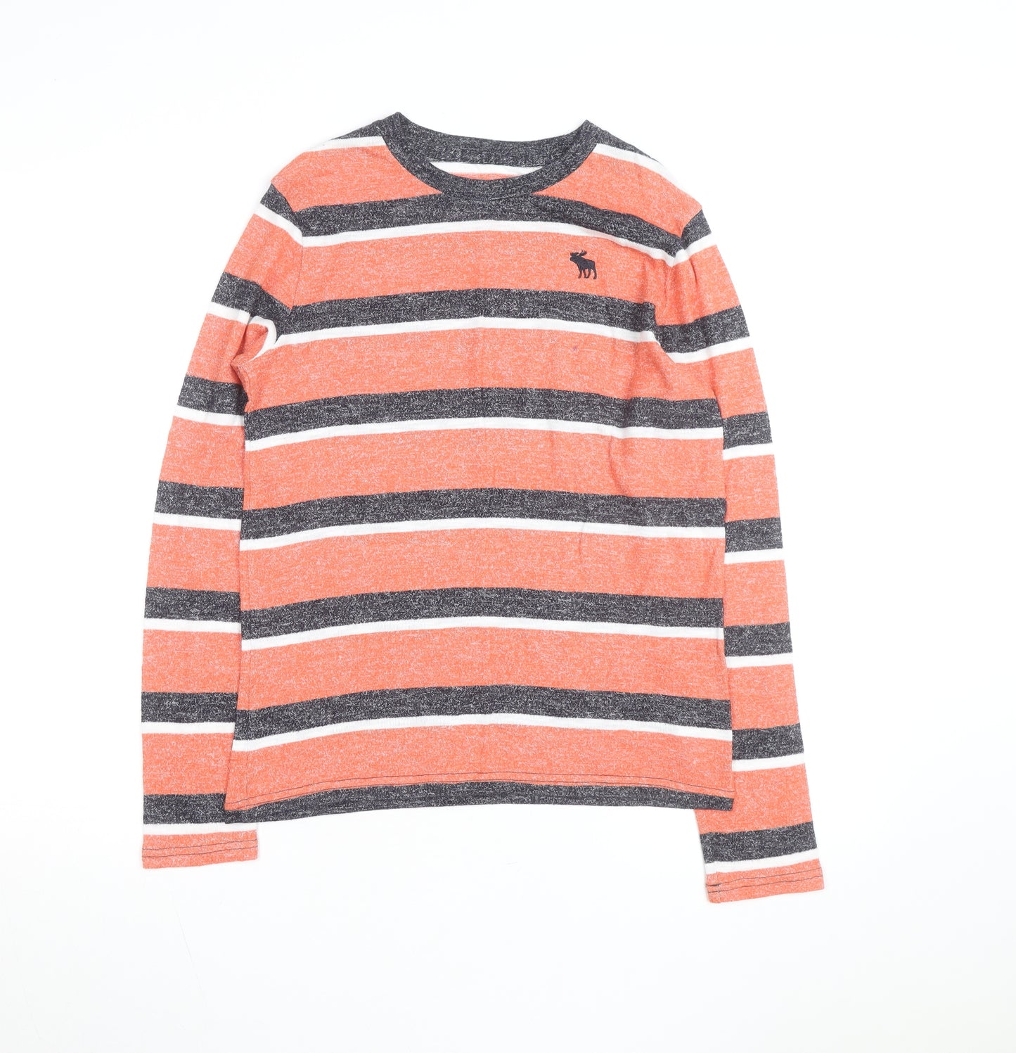 Abercrombie Boys Orange Striped Pullover Jumper 15-16 Years Crew Neck Knit