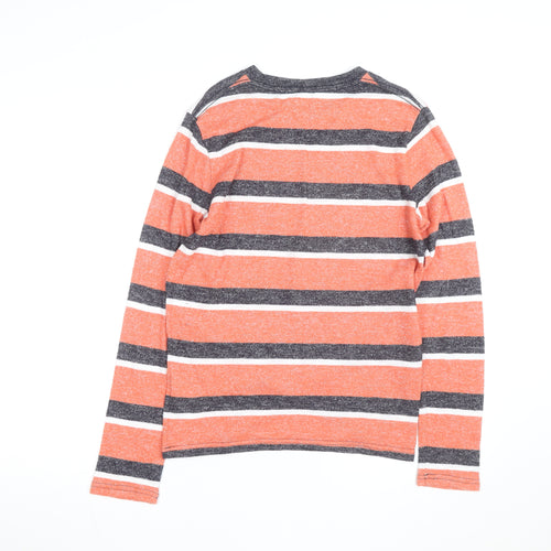 Abercrombie Boys Orange Striped Pullover Jumper 15-16 Years Crew Neck Knit