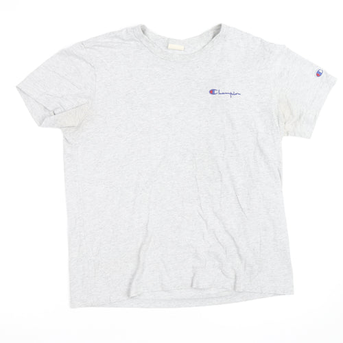 Champion Men's Grey Small Crew Neck Logo T-Shirt