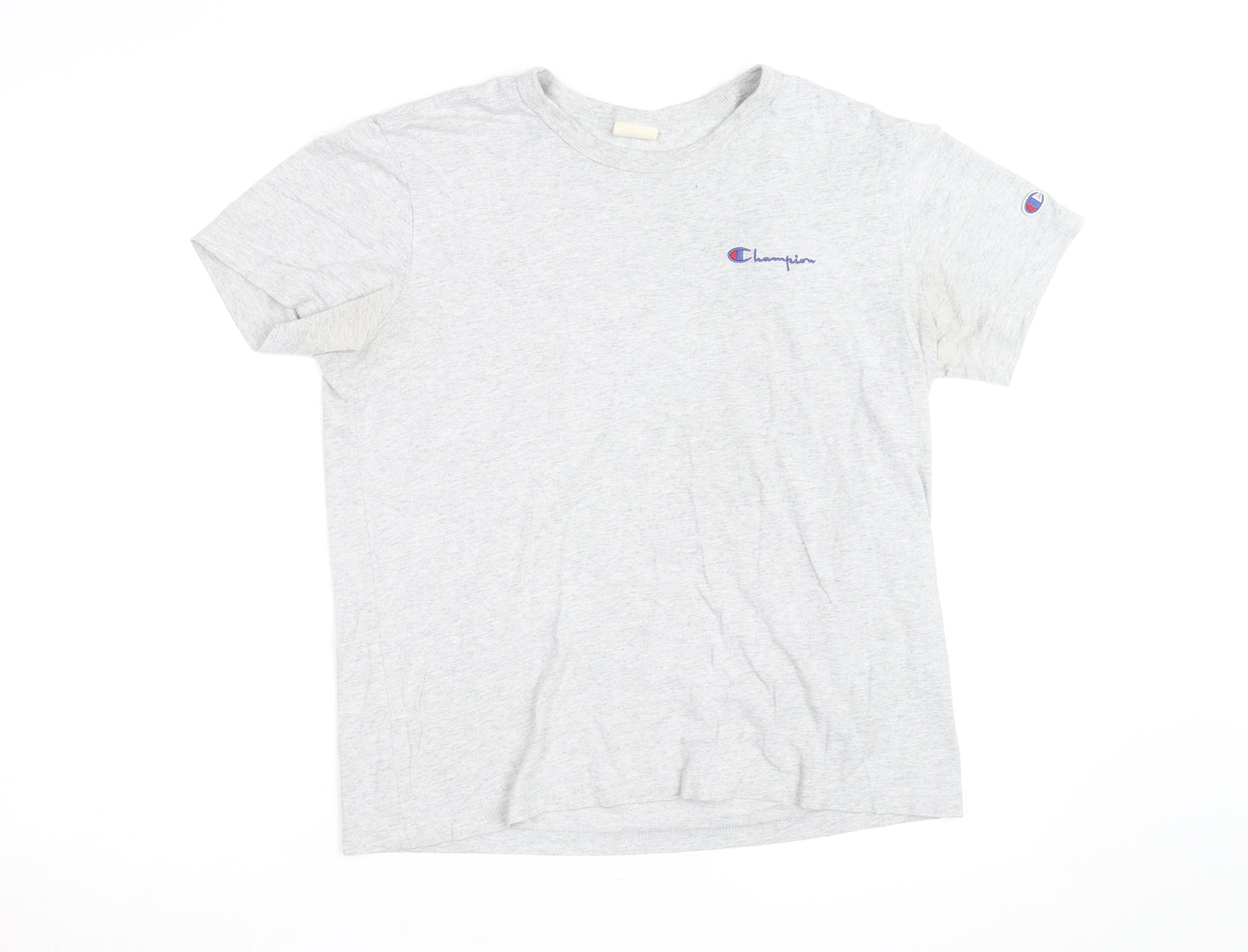 Champion Men's Grey Small Crew Neck Logo T-Shirt