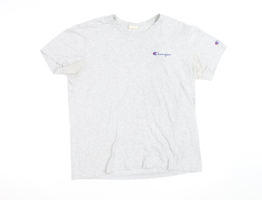 Champion Men's Grey Small Crew Neck Logo T-Shirt